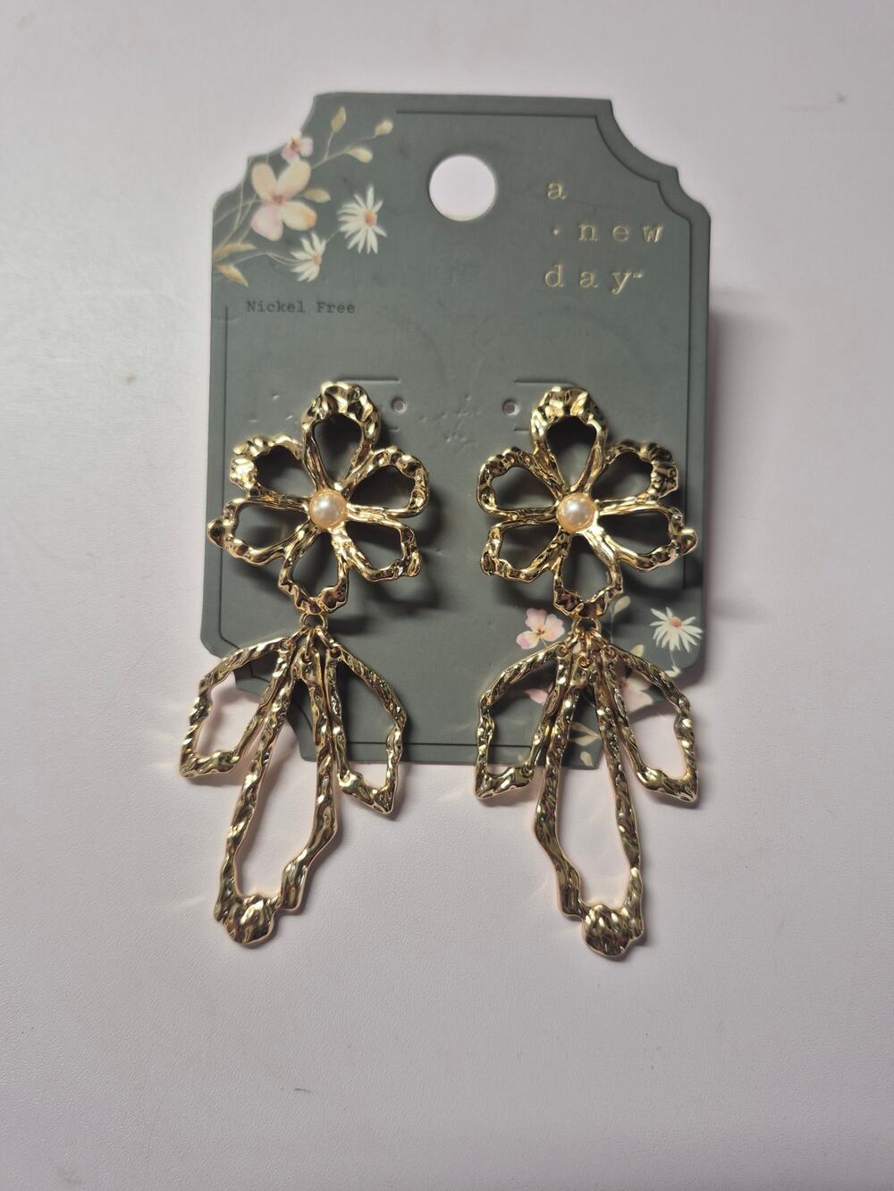 Target Drop Flower Earrings Gold Plated Beaded Flower & Leaf Earring Cute Spring